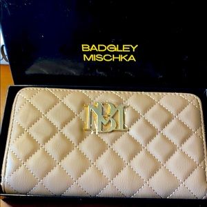 Badgley Mischka wallet in taupe color.